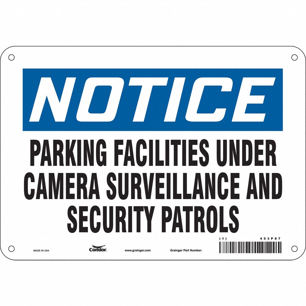 CONDOR 453P92 Security Sign, Notice, 14 Inch Width, 10 Inch Height, English, Vinyl | CE9JUL