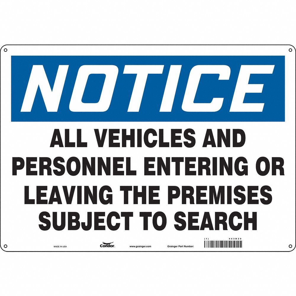CONDOR 453R20 Security Sign, Notice, 20 Inch Width, 14 Inch Height, English, Aluminium | CE9JUJ