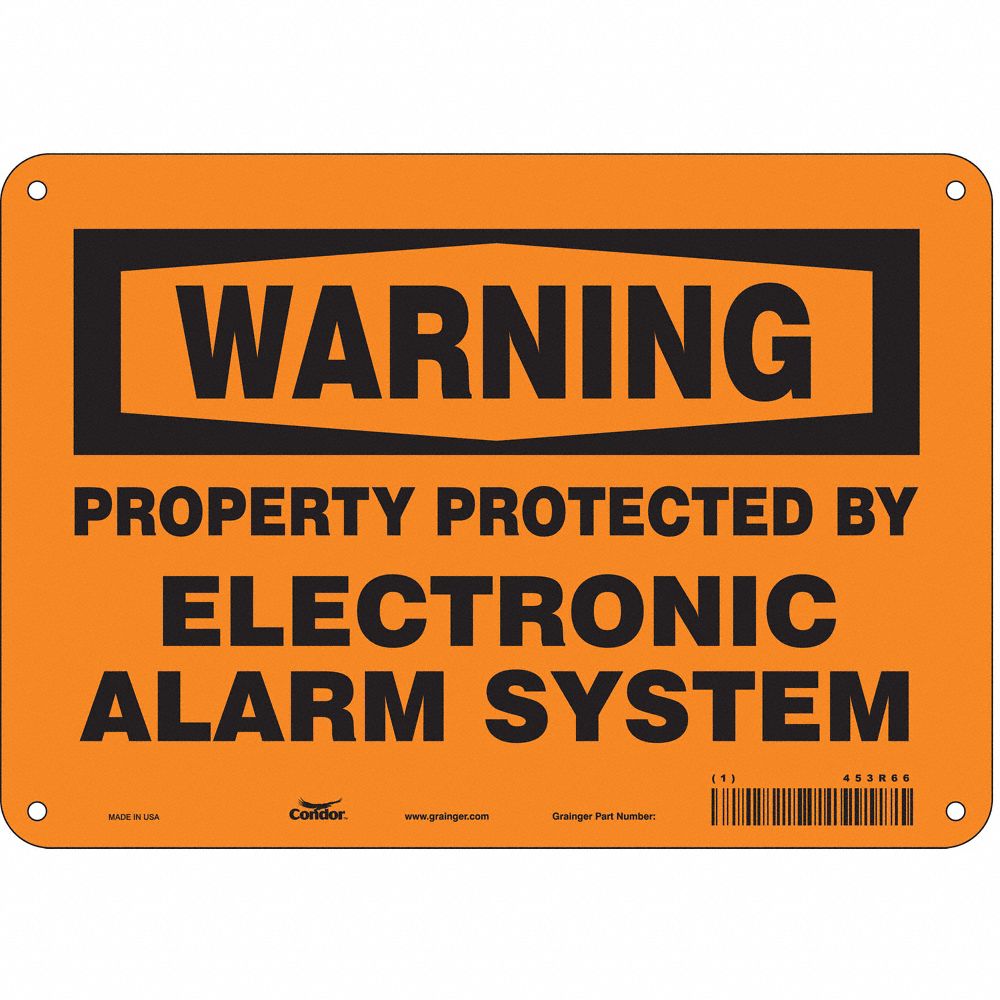 CONDOR 453R69 Security Sign, Warning, 14 Inch Width, 10 Inch Height, English, Plastic | CE9JPB