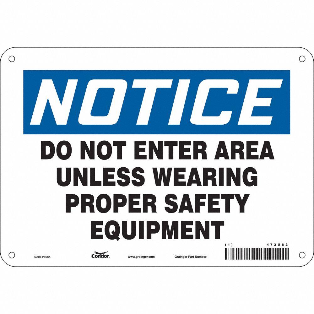 CONDOR 472U86 Safety Sign, 10 Inch Width, 7 Inch Height, Double Sided, Adhesive Surface, Vinyl | CE9LCX