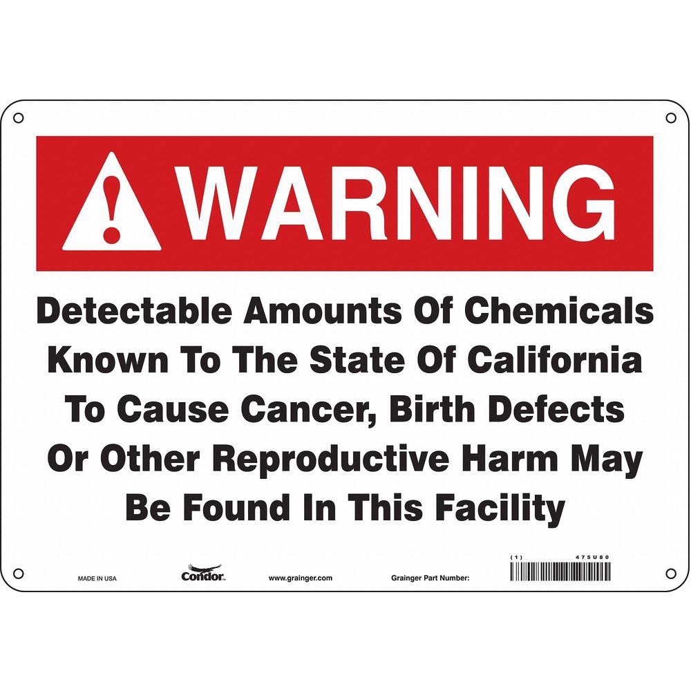 CONDOR 475U80 Safety Sign, 10 x 14 Inch Size | CD2RWQ