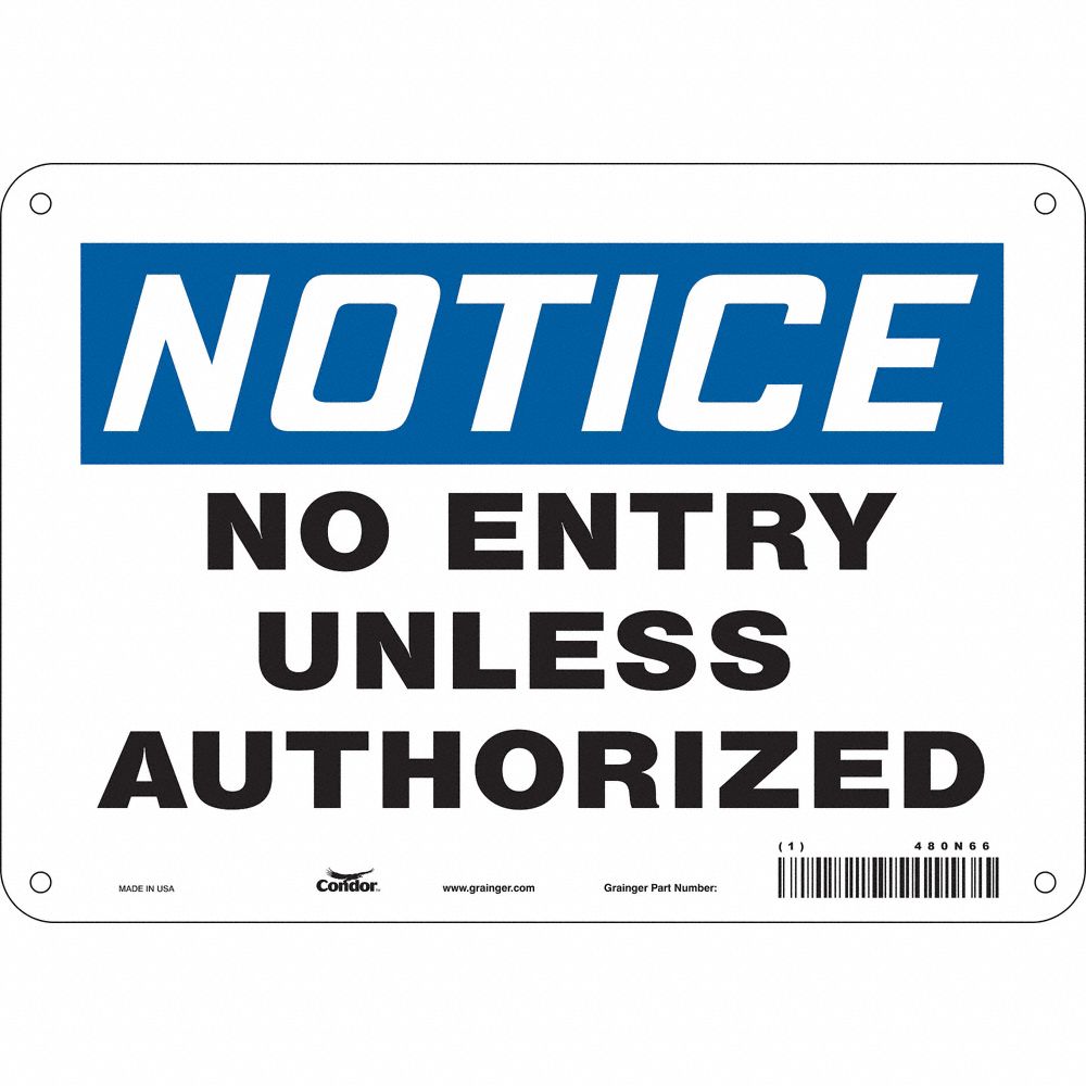 CONDOR 480N71 Safety Sign, 10 Inch Width, 7 Inch Height, Double Sided, Adhesive Surface, Vinyl | CE9LDA