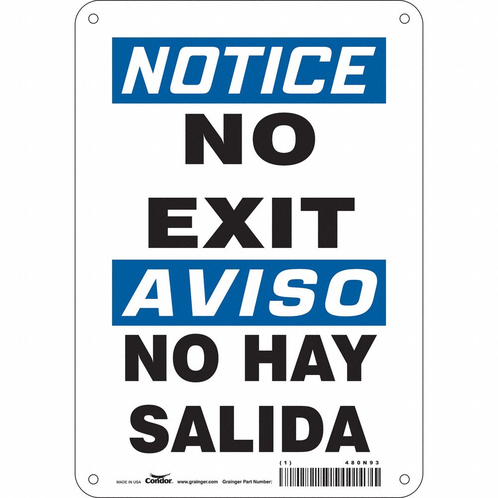 CONDOR 480N94 Safety Sign, 10 Inch Width, 14 Inch Height, Double Sided, With Mounting Holes | CE9LDN