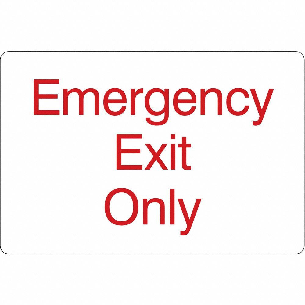 CONDOR 486H16 Facility Sign, 9 Inch Width, 6 Inch Height, Double Sided, EMERGENCY EXIT ONLY | CF2HAU