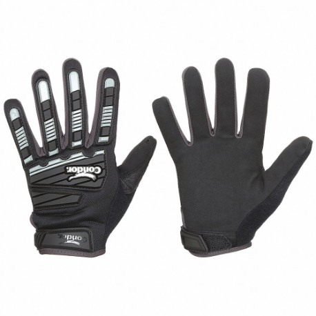 CONDOR 488C53 Mechanics Gloves, Size 2XL, Mechanics Glove, Full Finger, Cotton, Hook-and-Loop Cuff | CR2DFM