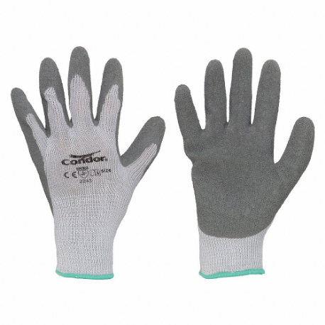 CONDOR 48UN84 Coated Glove, 2XL, Latex, Gray, 1 Pair | CR2CVE