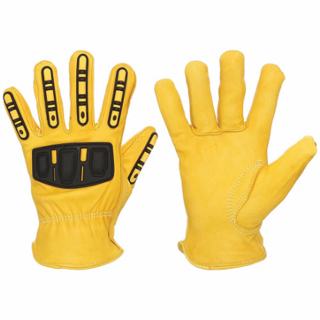 CONDOR 48WT97 Leather Gloves, Size 2XL, Cowhide, Premium, Glove, Full Finger, Shirred Slip-On Cuff | CR2CVR