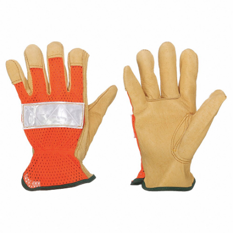 CONDOR 48WU11 Leather Gloves, Size L, Cowhideemium, Glove, Full Finger, Shirred Slip-On Cuff | CR2CWE