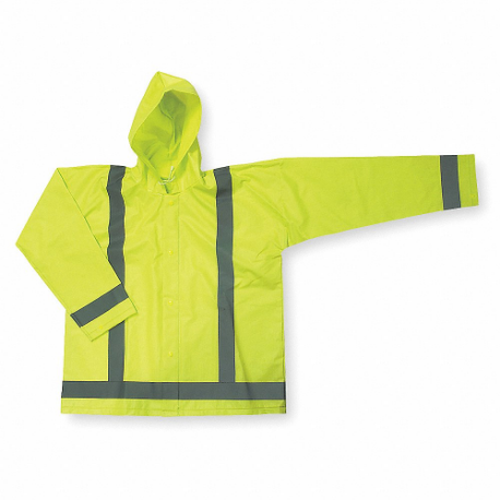 CONDOR 4GE65 Rain Jacket With Detachable Hood, U, Xl, Green, Snap, 2 Pockets, Jacket Jacket, Polyester | CR2BUL