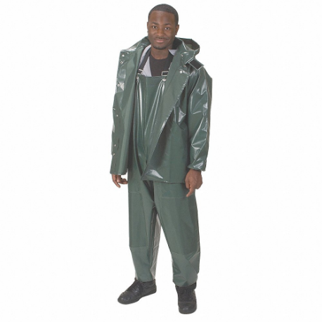 CONDOR 4PCL9 Rain Jacket With Detachable Hood, Rain Jacket, 3Xl, Green, Snap, Snap-On Hood | CR2DNB