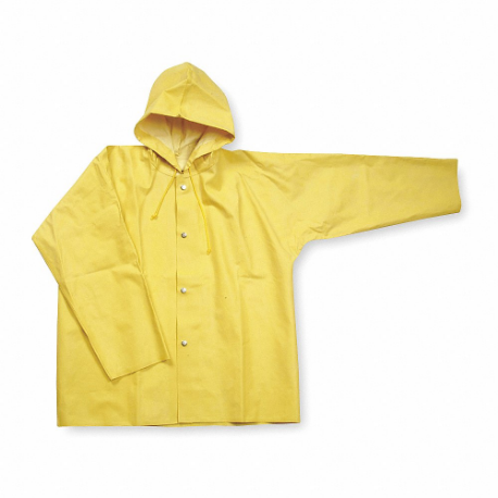 CONDOR 5T211 Rain Jacket With Hood, Rain Jacket, 2Xl, Yellow, Snap, Attached Hood, Sbr, 0 Pockets | CR2DNN