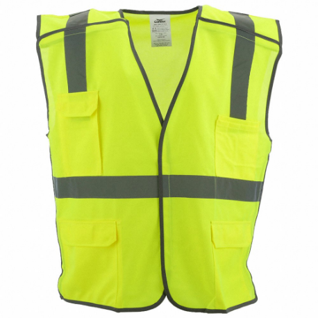 CONDOR 53YN11 High Visibility Vest, ANSI Class 2, U, 2XL/3XL, Lime, Solid Polyester, Hook-and-Loop | CR2BWB