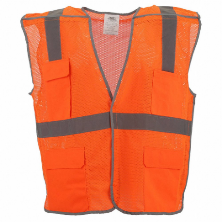 CONDOR 53YN37 High Visibility Vest, ANSI Class 2, U, S/M, Orange, Mesh Polyester, Hook-and-Loop, Single | CR2BYD