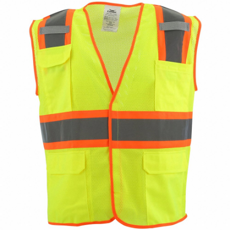 CONDOR 53YN57 High Visibility Vest, ANSI Class 2, U, S/M, Lime, Mesh Polyester, Hook-and-Loop | CR2BYA