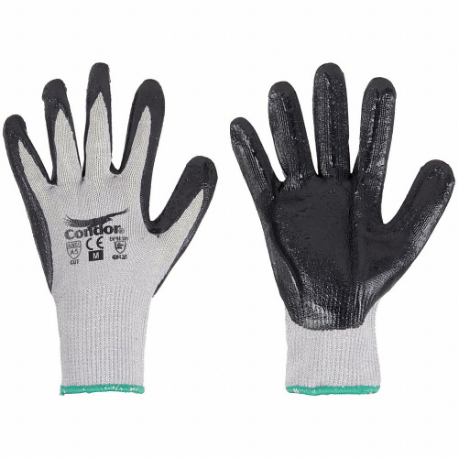 CONDOR 61CV93 Cut-Resistant Gloves, 2Xl, Ansi Cut Level A5, Palm, Dipped, Nitrile, Foam, Gray, 1 Pr | CR2CGQ