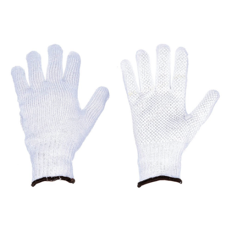 CONDOR 9XW97 Knit Gloves, Size L, Dotted, PVC, Palm, Dotted, Cotton, Full Finger, White, 1 Pair | CR2CRH