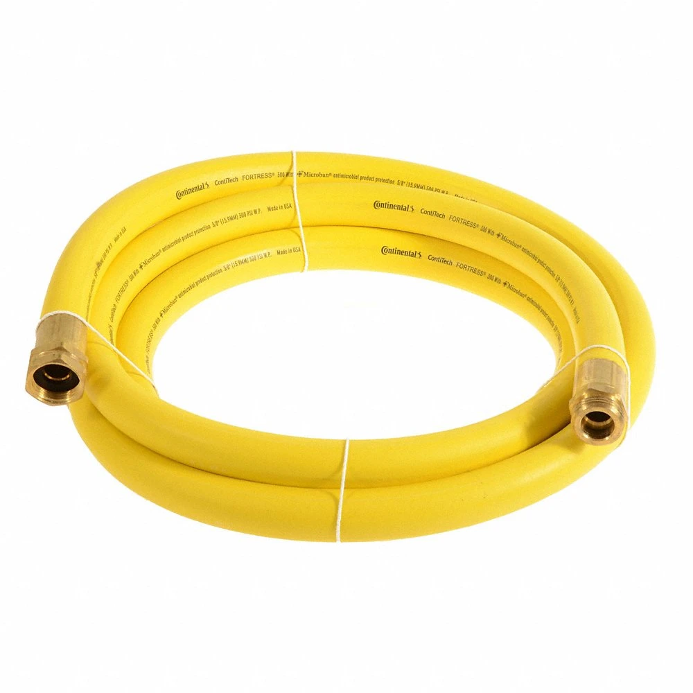 Washdown Hose, 1/2 Inch ID, 300 PSI, -20 Deg-210 Deg F, Yellow, 15 ft Hose Lg, MGHT x FGHT