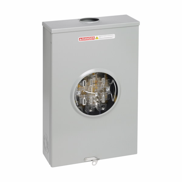 COOPER B-LINE EL20L41GR1N Single Meter Sockets, 100A, Test Block, Gray Painted, 7 Jaws, 3 Poles | CH7QHF