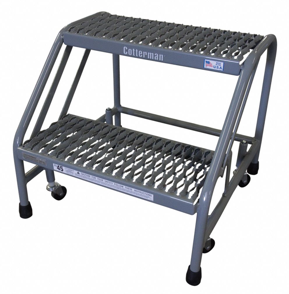 Steel Rolling Step, 20 Inch Overall Height, 500 Lbs. Load Capacity, 2 Steps