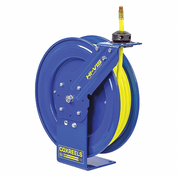 COXREELS SH-N-3100-HV Spring Return Hose Reel, 100 ft. Length, 3/8 Inch I.D., 3/8 Inch MNPT, Brass, Blue | CF3KQU 60GW13