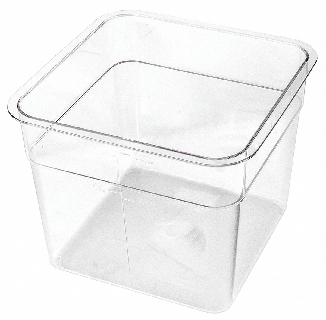 CRESTWARE SQC4 Round Storage Container, 7 1/4 x 7 1/4 x 7 1/4 Inch Size, Plastic, Clear | CH6RNX 45GK83