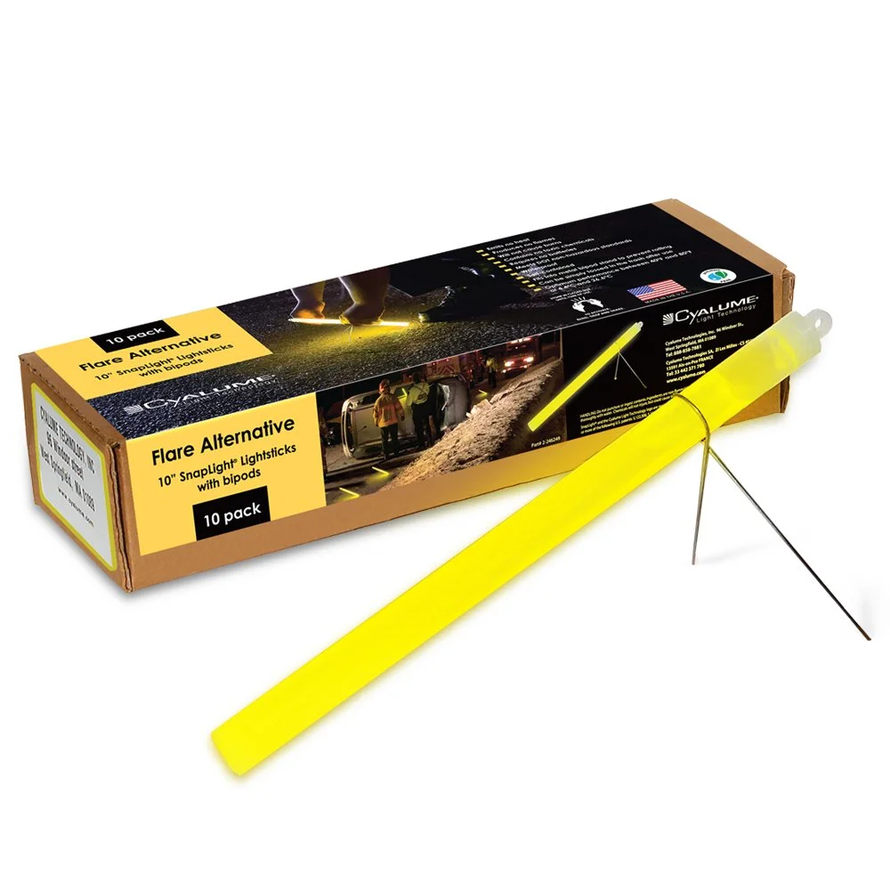 SnapLight with Bipod Stand, 10 Inch Length, 2 hr Duration, High Intensity, Yellow