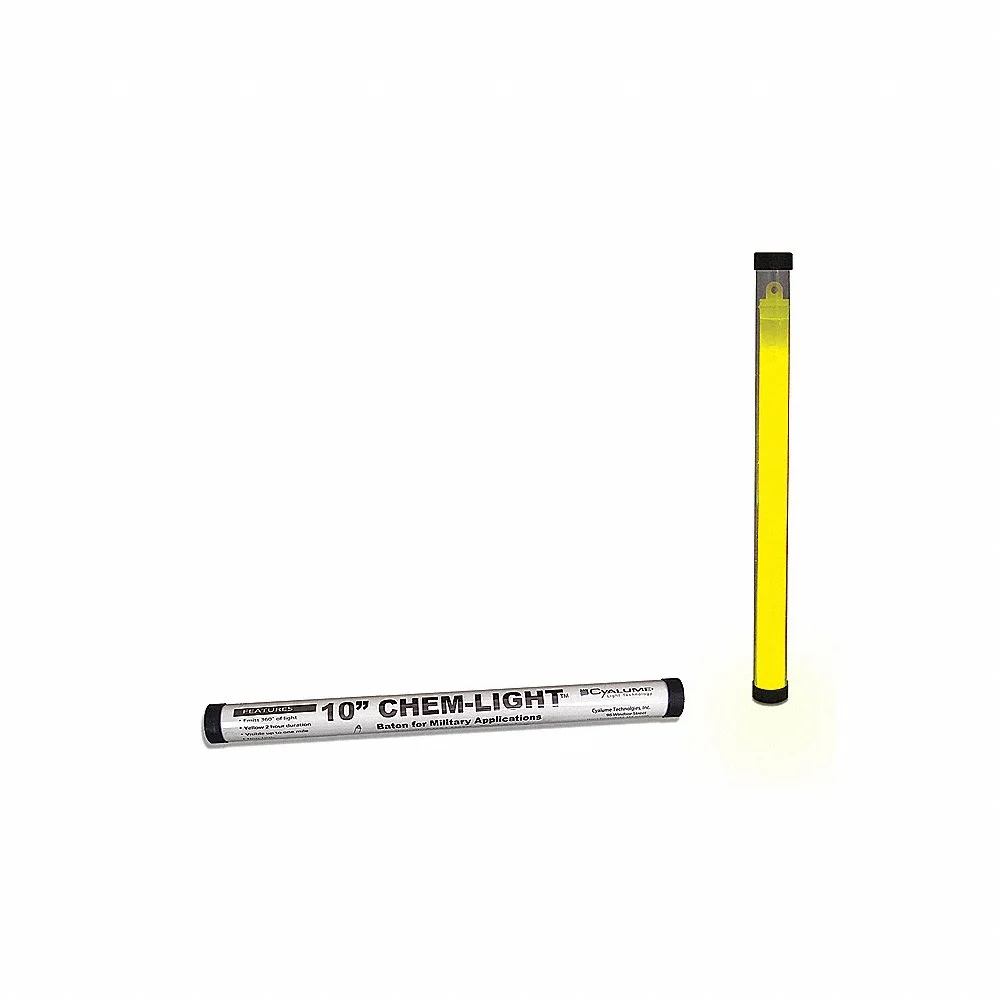 CYALUME TECHNOLOGIES 9-71260PF Lightstick, 10 Inch Length, 2 hr Duration, 4 yr Shelf Life, Yellow, 6 Pack | CR2UPN 34AZ46