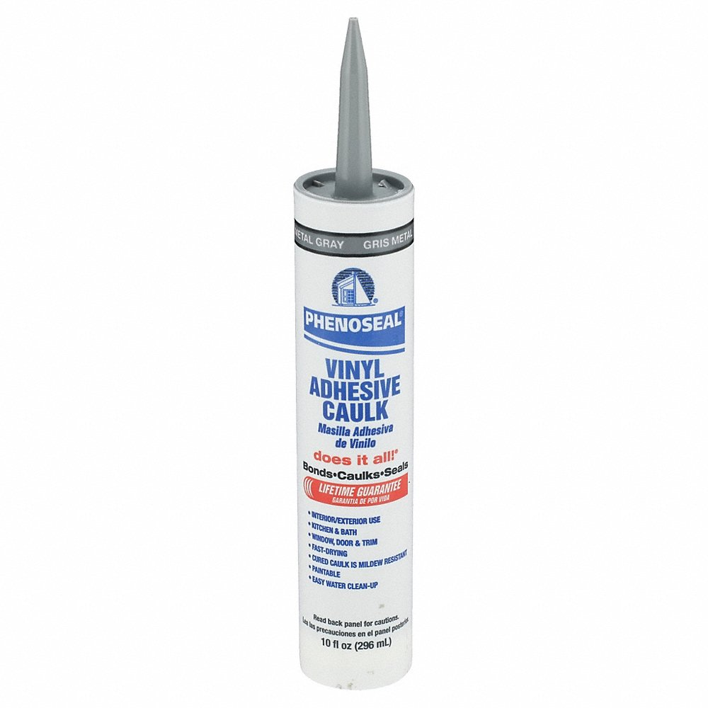 Acrylic Latex Adhesive Caulk, Gray, 10 Oz Container Size, Cartridge