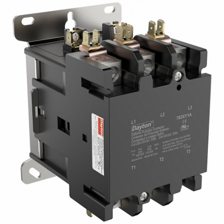 DAYTON 783XY1 Definite Purpose Magnetic Contactor, 3 Poles, 75 A Full Load Amps-Inductive, 208/240VAC | CR2WUP