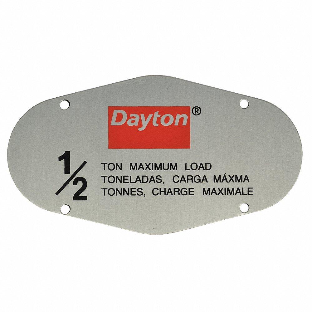 DAYTON GHH019 Capacity Label | CH9UMR 46H986