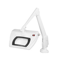 DAZOR LMR150-5-WH LED Stretchview Magnifier, 2.25X, Clamp Base, White, 28 Inch | CD4PQH