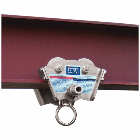 Beam Trolley Anchor, Fixed D-Ring, Sliding Beam Clamp, For 3 Inch to 8 Inch Flange Width
