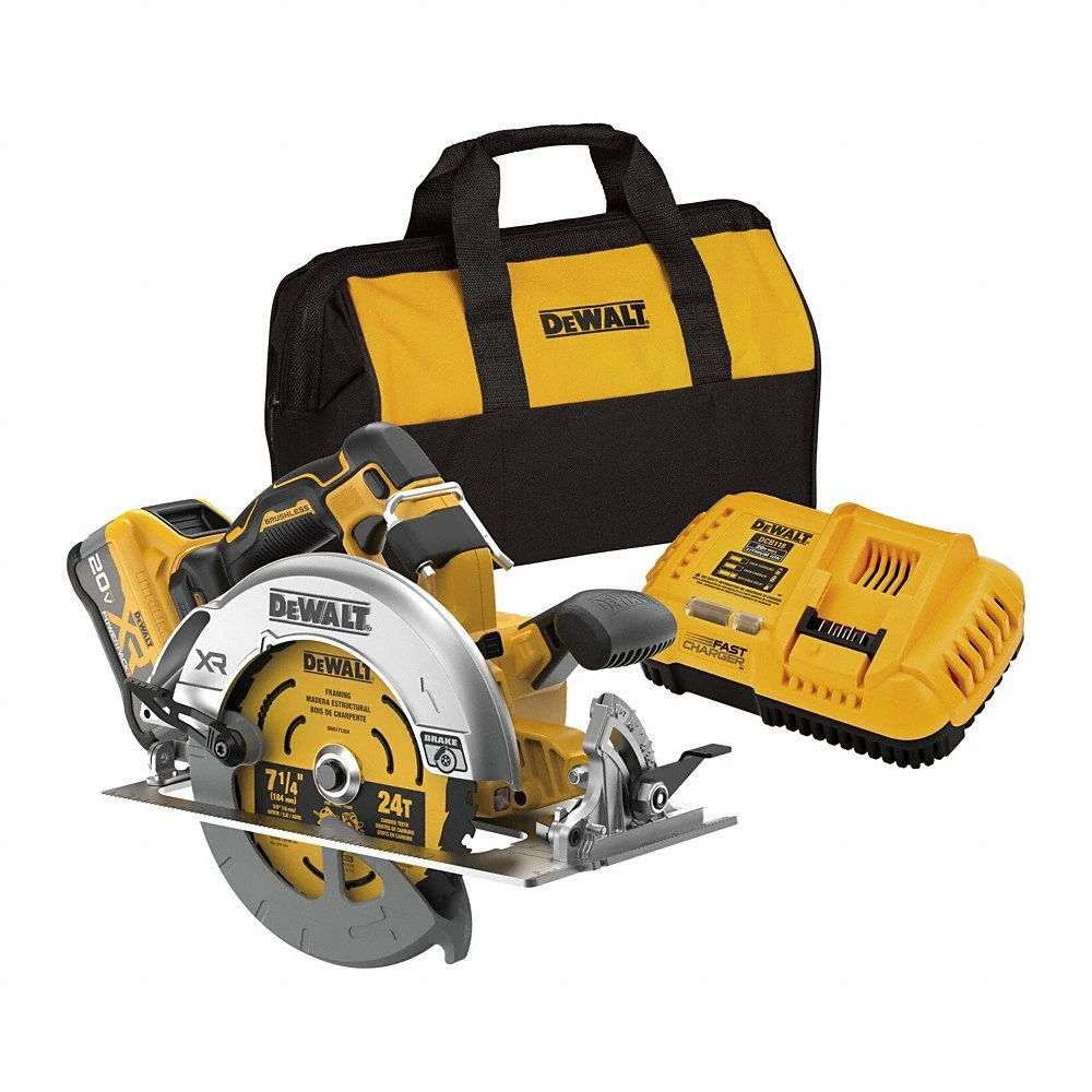 Circular Saw Kit, 7 1/4 Inch Dia, Right, 2 9/16 Inch Max Cutting Dp at 0 Deg, 0 Deg-57 Deg