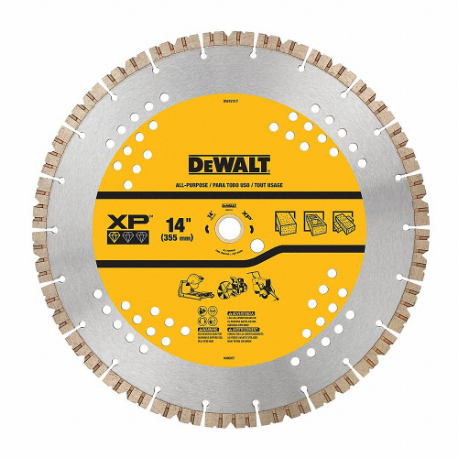 DEWALT DW4741T Diamond Saw Blades, 14 Inch Blade Dia, 1 Inch Arbor Size, Wet/Dry, Better, Segmented | CP3PQM 61TJ18