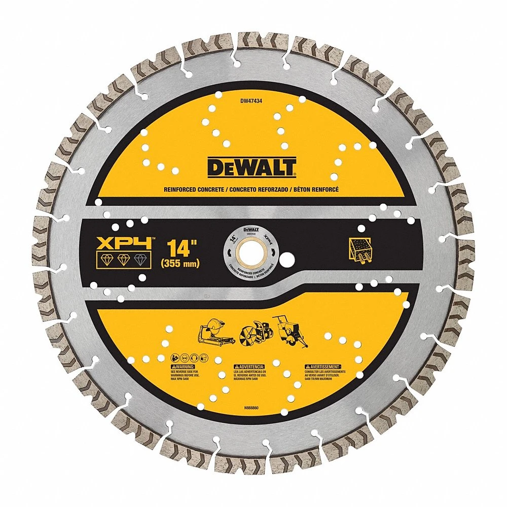 Diamond Saw Blade, Masonry/Reinforced Concrete, 14 Inch Blade Dia, For Saw, Segmented