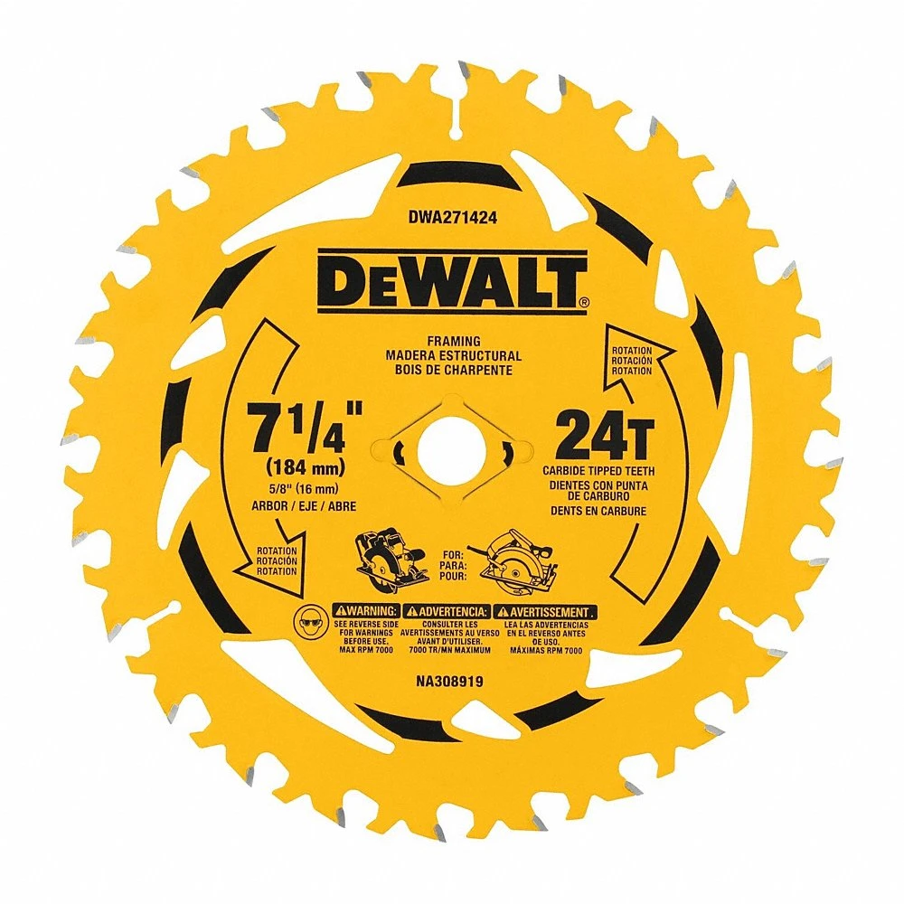 Circular Saw Blade, 7 1/4 Inch Size, 24 Teeth
