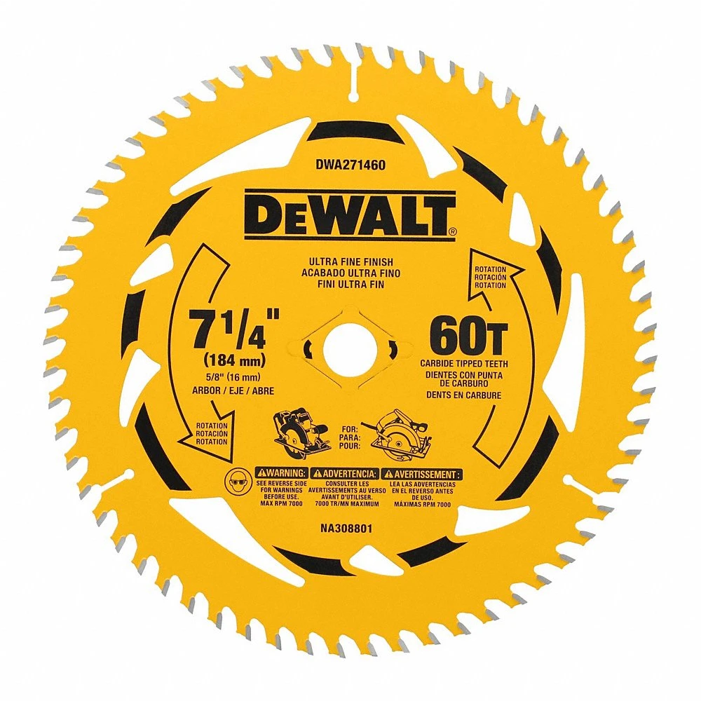 Circular Saw Blade, 7 1/4 Inch Size, 60 Teeth
