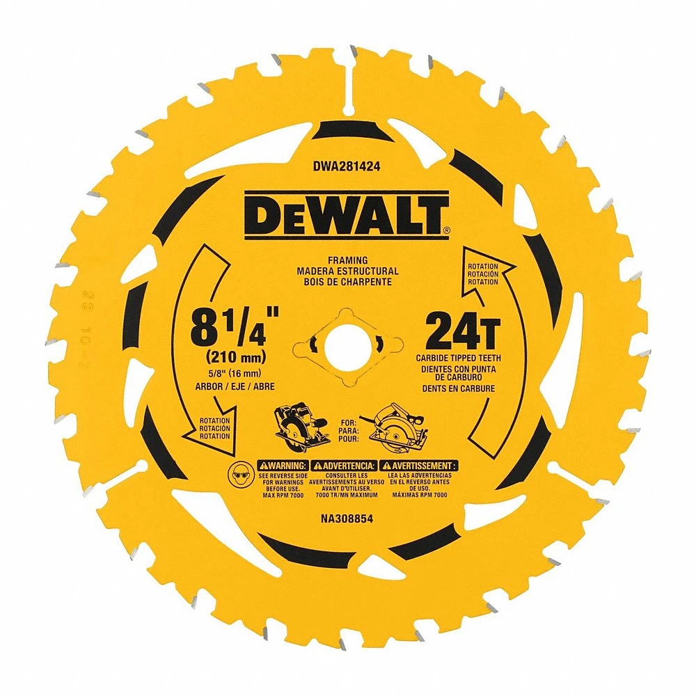 Circular Saw Blade, 8 1/4 Inch Size, 24 Teeth