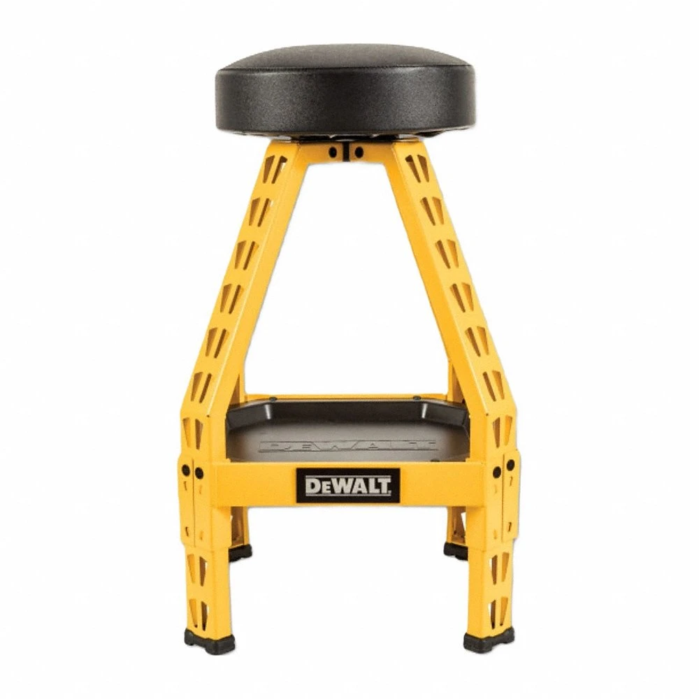 Shop Stool, 30 Inch Ht, 14 Inch Seat Wd, 30 Inch min to 30 Inch max, No Backrest, Yellow