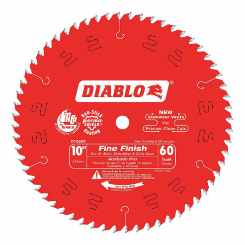 DIABLO D1060X Carbide Combination Circular Saw Blade, 10 Inch, Number of Teeth 60 | CD3KKL 52XF76
