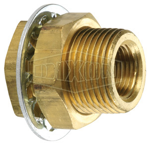 Bulkhead Coupling, 1/4 Inch FNPTF, 3/4 Hole Size, Brass