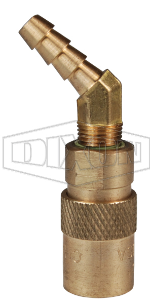DIXON 2CM4S2-B-E Mold Coupler, 1/4 Inch Thread, 45 Deg. Unvalved, Brass | BX6NPZ