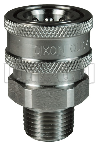 DIXON 2VM2-SS-E 1/4 Inch H-Coupler, 316 Stainless Steel, 1/4 Inch MNPT, Unvalved | BX7YQN