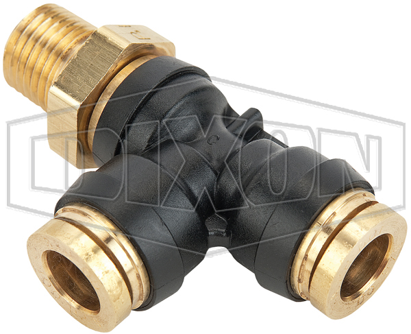DIXON 31035618DOT DOT Push-In Male Run Tee, 1/4 Inch Tube x 3/8 Inch MNPT | BX7YTM