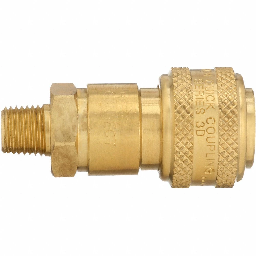 DIXON 3DM2-B Industrial Coupler, 3/8 Inch Size, 1/4 Inch MNPTF, Brass | AE3DAG 5CGU7