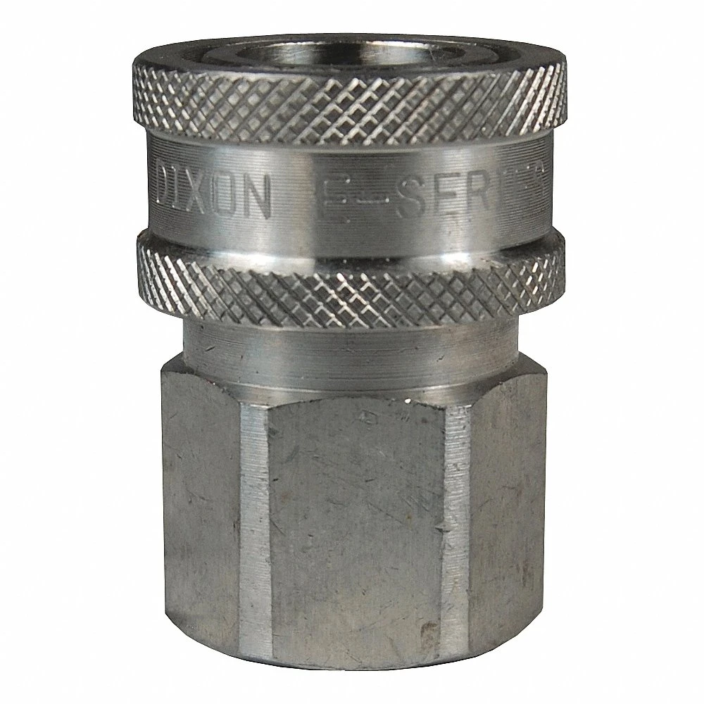 DIXON 4EF4-S Straight Thru Coupler, 1/2 Inch Size, 1/2-14 Inch NPTF, Stainless Steel | BX6JJP