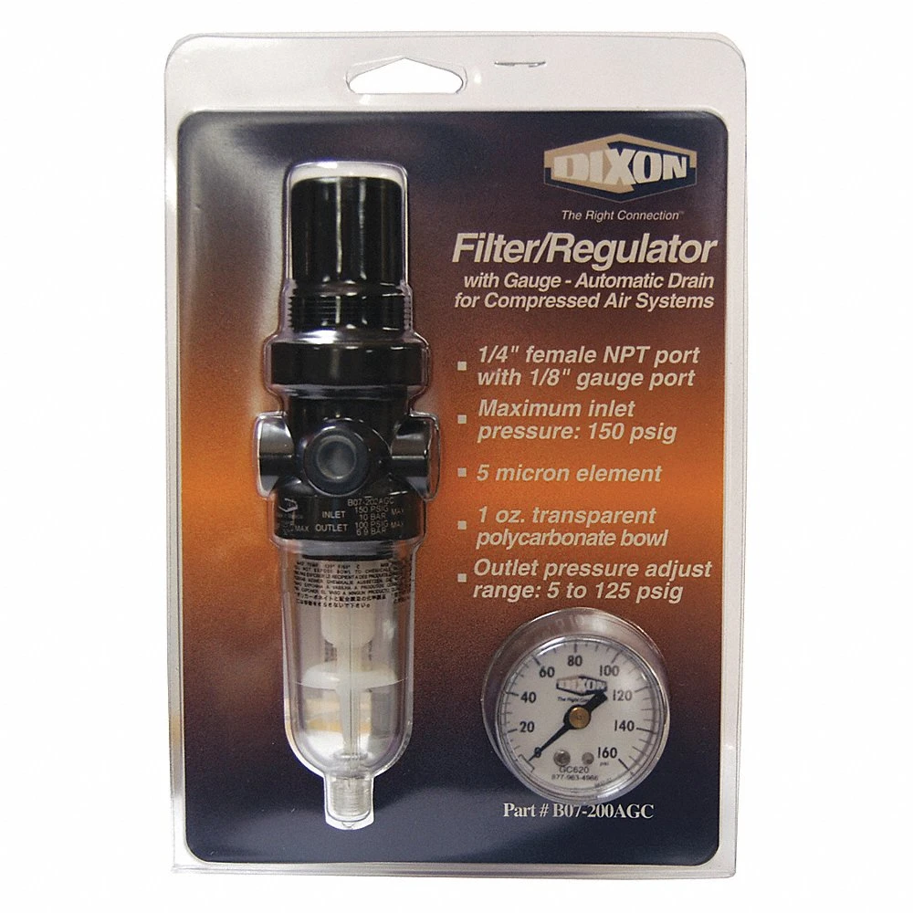 Carded Miniature Filter/Regulator, 14 SCFM Flow, 1/4 Inch Port