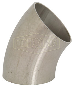 DIXON B2WK-G600U 45 Deg. Weld Elbow, Unpolished, 304 Stainless Steel, 6 Inch Tube O.D. | BX6VNU
