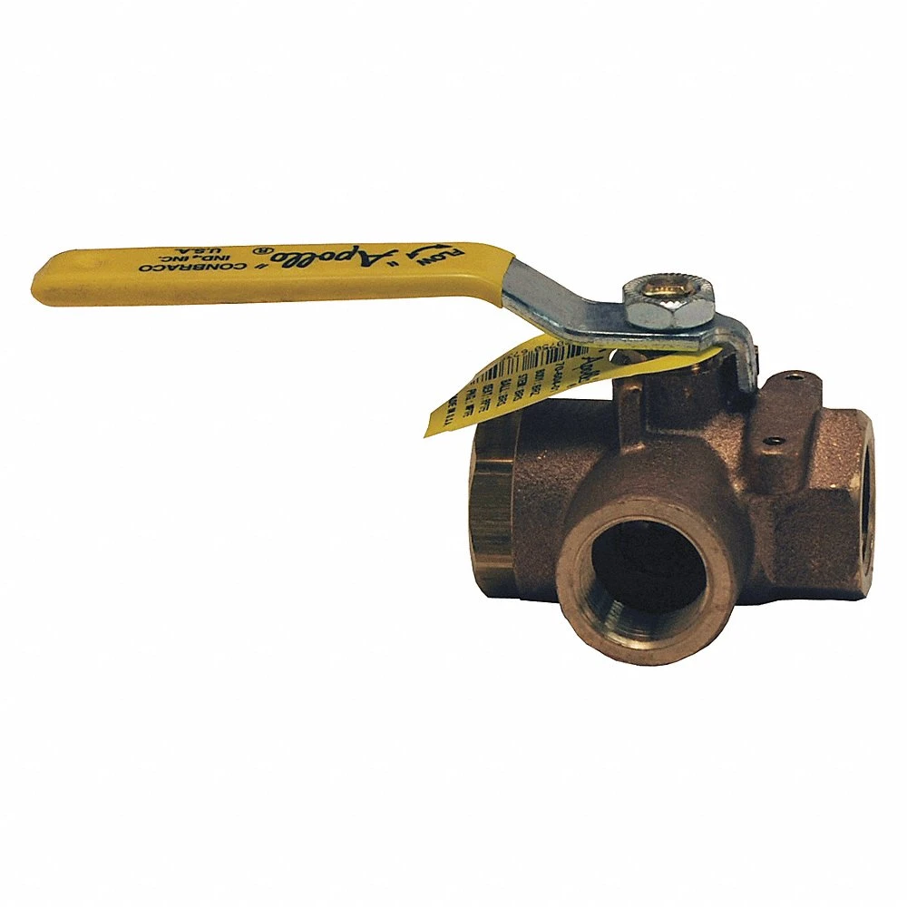 DIXON BBV75TW Brass Diverting Ball Valve, 3-Way, L Flow, RPTFE Seal, 3/4 Inch Size | AL6CVJ