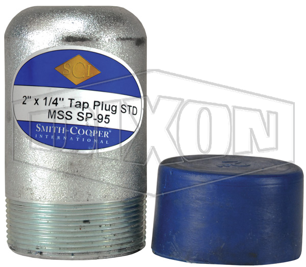 DIXON BP40-200T025 Bull Plug With Tap, Blue Cap Component, 4 Length, 2 x 1/4 Inch Male Thread | BX6ZDL